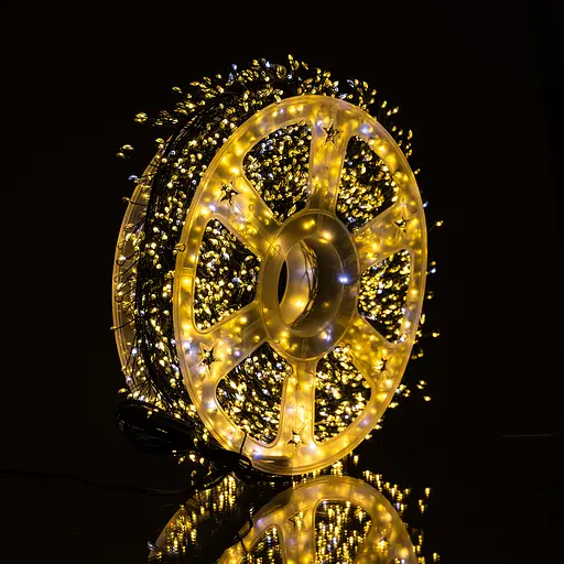 Новорічна гірлянда кімнатна роса 100 м 3000 LED Хвойна лапа зелений провід Жовтий Garlando D3000L100MGY - фото 3