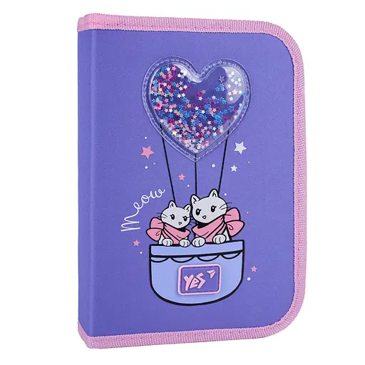 Шкільний пенал твердий одинарний з двома клапанами Yes Purr Meow HP-04 - фото 1