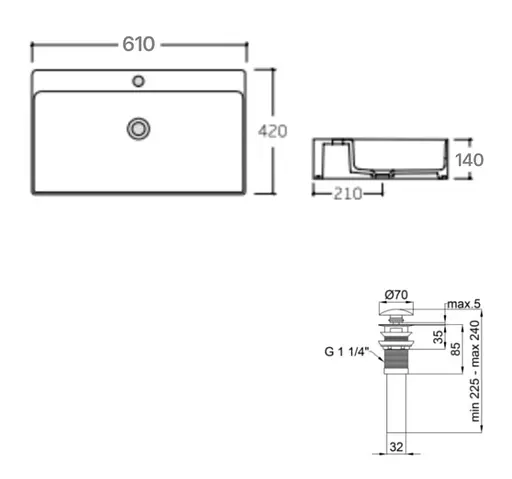 Раковина подвесная Qtap Nando LT 610х420х140 White с донным клапаном QT12112173WN47326 - фото 7