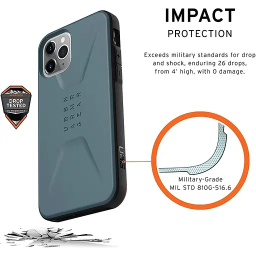 Оригинальный противоударный чехол UAG Civilian для iPhone 11 Pro (5.8") Blue 11170D115454 - фото 8