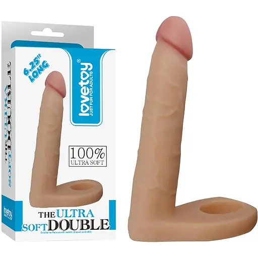 Насадка на пенис с эрекционным кольцом Lovetoy The Ultra Soft Double 15.6 см телесный