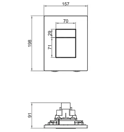 Панель змиву пластикова Koer KT-0607-05 157x198x3mm, кнопка квадратна KR5346, Чорний матовий - фото 4