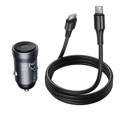 Адаптер автомобильный HOCO C to C cable Energy single port PD car charger Z62A | 1Type-C, 30W/3A, PD/QC| - фото 2