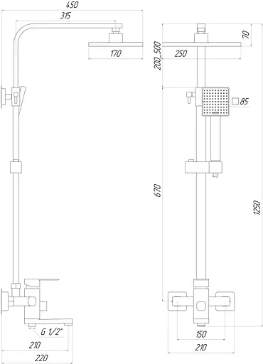 Душова система Domino Malibu DMS-0025, Хром - фото 5