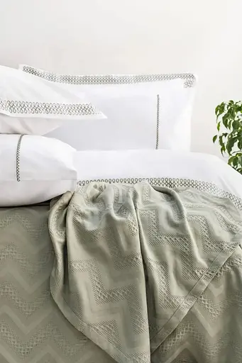 Постільна білизна Noemi Yesil Варена Бавовна з покривалом піке 240х260 Saheser pbe0051770 - фото 2