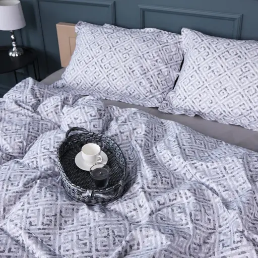 Простирадло на гумці MirSon Поплін 00-6 Geometry Grey 70х190 см сіре (2200009705762) - фото 2