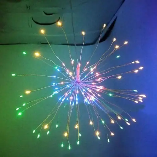 Светодиодная гирлянда штора Фейерверк 5 пучков 5м (медная проволока) с переходником (Мульти) - фото 3