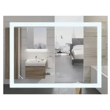 Дзеркало Mixxus WARM MR02-70x50-CASE з LED Touch, Anti-fog, димером, регулюванням яскравості, годинником (MI6669) - фото 1