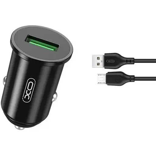 Автомобільний зарядний пристрій XO TZ12 18W QC3.0 Car Charger with Micro cable Чорний - фото 1