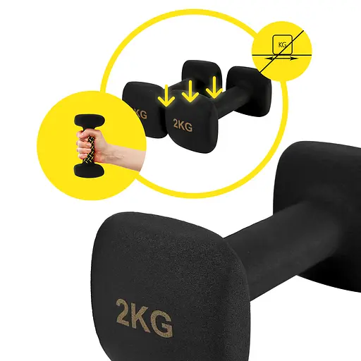 Гантелі вінілові Cornix Square 2 x 2 кг XR-0407 Black - фото 6
