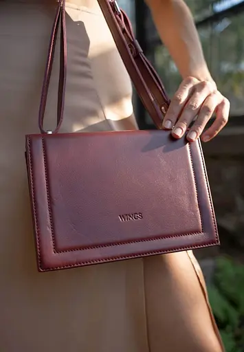 Жіноча шкіряна сумка Kelly бордова - фото 4