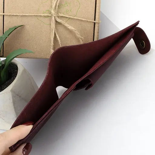 Портмоне мужское кожаное  на кнопке Handycover HC0028 бордовое - фото 5