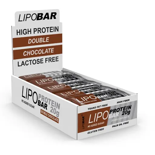 Батончик Lipobar Protein Bar БЛОК, 20*50 грам Подвійний шоколад 000313953