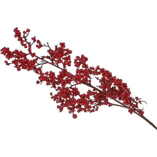Декоративная ветка с глянцевыми ягодами Красная 64 см - фото 1