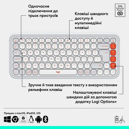 Клавіатура Logitech Pop Icon Keys Off-White (920-013072) - фото 6