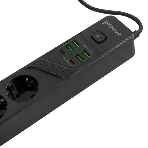 Мережевий фільтр Proove Power Strip P-04 (4 розетки + 4 USB + 2 Type-C) 3M black (PSP442430001) - фото 3