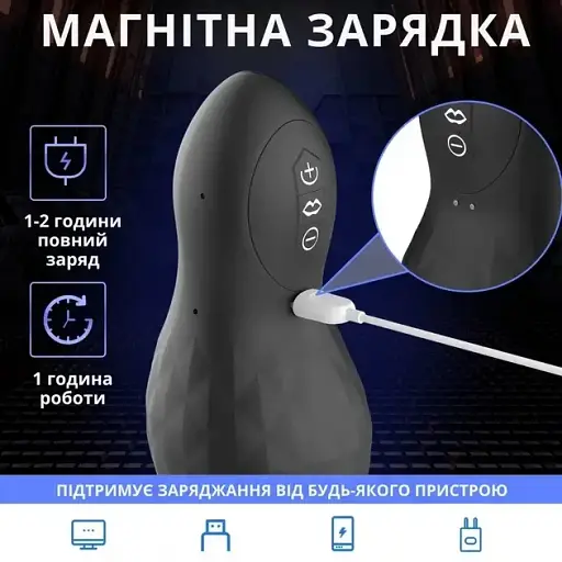 Мастурбатор вакуумный I’MCUM Blow Job 7 режимов вибрации и сосания Синий (IM-FJB243) - фото 6