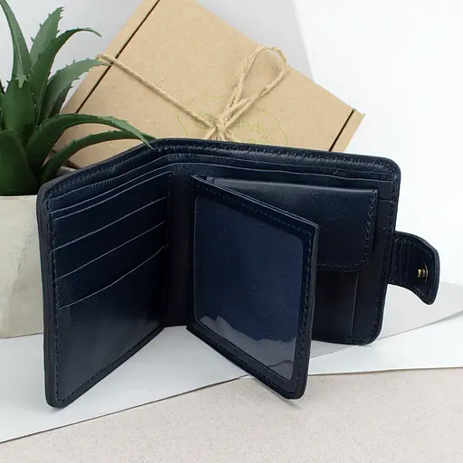 Кошелек мужской кожаный Handycover HC0041 синий с гербом Украины - фото 2