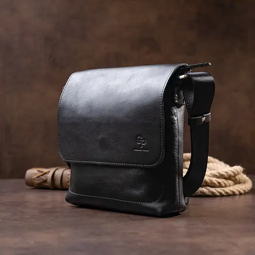 Сумка кожаная мужская GRANDE PELLE 21х23х4,5 см sum0012522 - фото 7