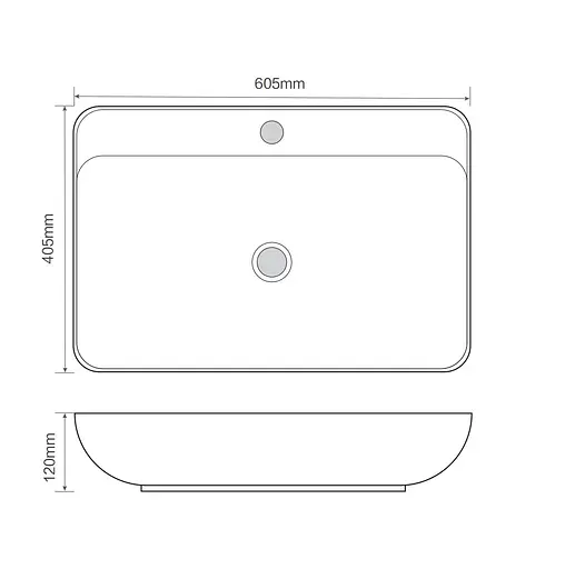 Умивальник накладний Mixxus Premium Bevel-0203 600x405x120 мм з отвором під змішувач MP6513, Білий - фото 4