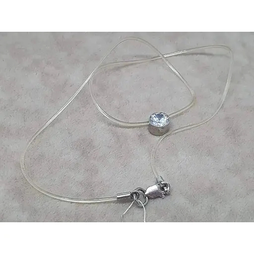 Ювелірний шнурок Premium з силікону з срібними вставками і фіанітом. 4057р 34 - фото 2