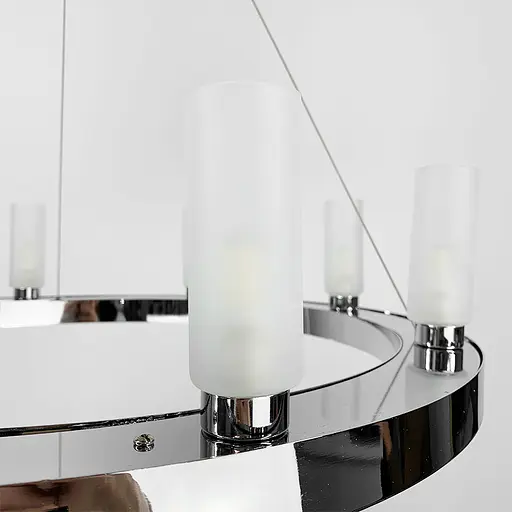 Подвесная серебряная кольцевая люстра RENNES ROUND 60 см 8 плафонов Line.F MJ 111-600 - фото 2