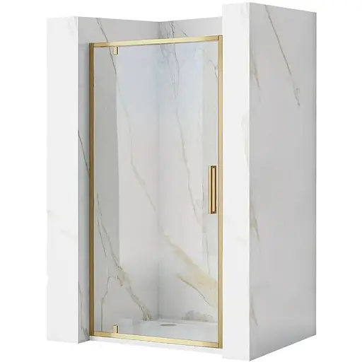 Душевые двери Rea Rapid Swing 100 brushed gold REA-K2503, прозрачный, золотой - фото 1