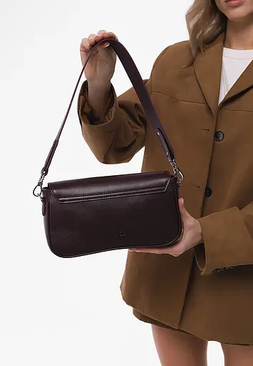 Женская кожаная сумка Nona бордовая краст - фото 4