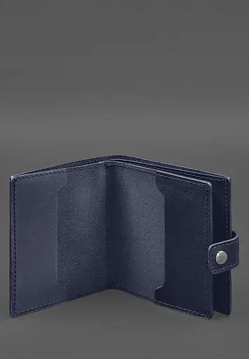 Кожаная обложка-портмоне для военного билета офицера запаса (широкий документ) Синий - фото 3