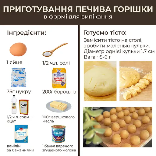 Орешница форма для выпечки печенья в виде орешков с антипригарным гранитным покрытием на 16 орехов, ХЕАЗ Черный 86245 - фото 9