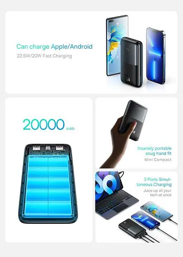Портативний акумулятор Baseus Bipow Pro OE 20000 mAh 22.5W PPBD040303 блакитний - фото 7