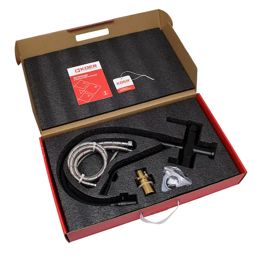 Смеситель для кухни на две воды с гибким изливом Koer KB-72006-05 KR3380 Черный матовый - фото 7