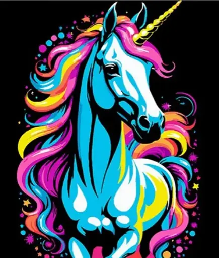 Набор для росписи по номерам Сказочный единорог, Strateg, на черном фоне, 30x40 см, FH-15