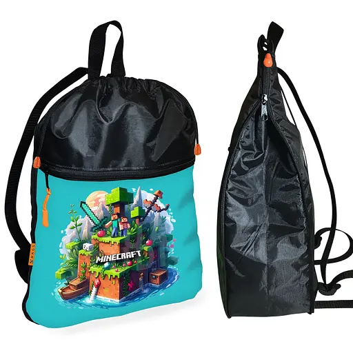 Рюкзак-мешок для обуви,спортивной формы Майнкрафт "Minecraft" детская сумка для сменки с расширителем (01281)