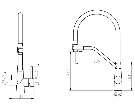 Змішувач для кухні Lidz Aria 020F3 з гнучким виливом з підключенням для питної води LDARI020F3WNK39480 - фото 4