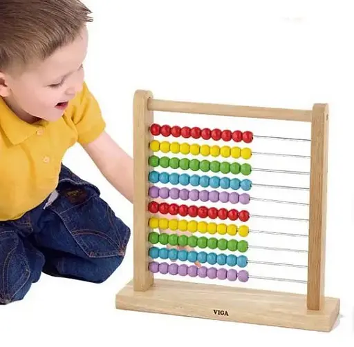 Дерев'яна рахівниця Viga Toys 50493 10 різнокольорових рядів по 10 кісточок - фото 3