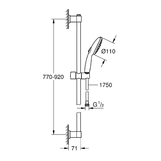 Душовий гарнітур Grohe QuickFix Vitalio Start 110 26955001, Хром - фото 2