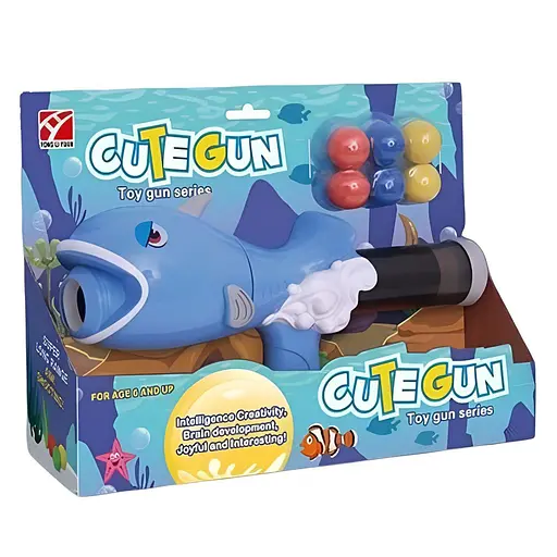 Іграшковий помповий пістолет-рибка 5006 C з 6 м'якими набоями, синій - фото 2