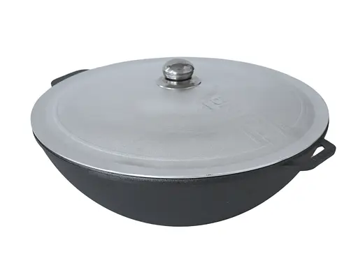 Чавунна сковорода Brizoll WOK з алюмінієвою кришкою 8 л - фото 5