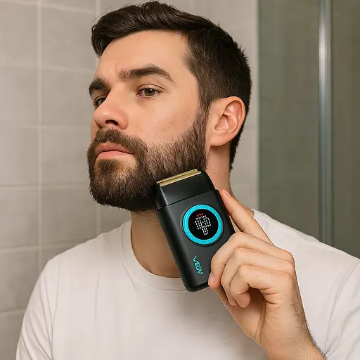 Электробритва VGR V-377 шейвер двойное лезвие с регулировкой мощности LED-дисплей Черная - фото 6