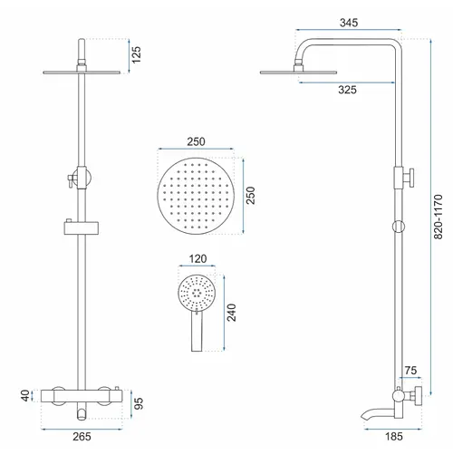 Душова система Rea Lungo white з термостатом та виливом REA-P6608, Білий - фото 6