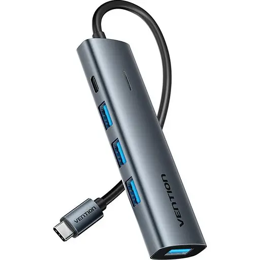 USB-хаб Vention USB 3.0 Type-C — 4xUSB 3.0/1xUSB-C, 5 Гбит/с, черный (TGZHB) - фото 1