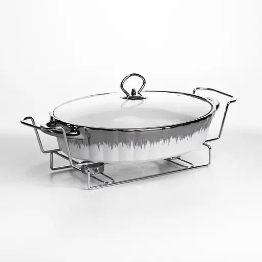 Мармитница фарфоровая Yiwu 2 л на подставке с подогревом 41х25х15 см мармит на подставке для первых блюд MH739-L - фото 4