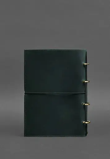 Шкіряний блокнот А4 на кільцях (Софт-бук) 9.0 в м'якій обкладинці зелений Crazy Horse - фото 6