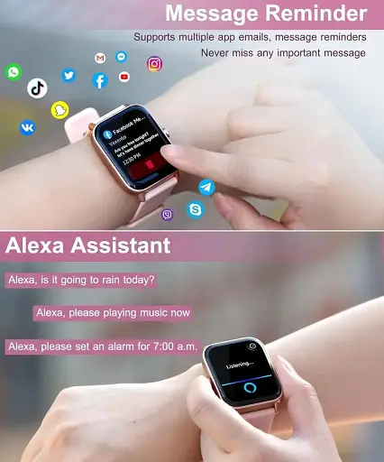 Розумний годинник з Bluetooth-дзвінком, вбудованим Alexa, циферблатом 4,6 см, монітором серцевого ритму, монітором сну - фото 4