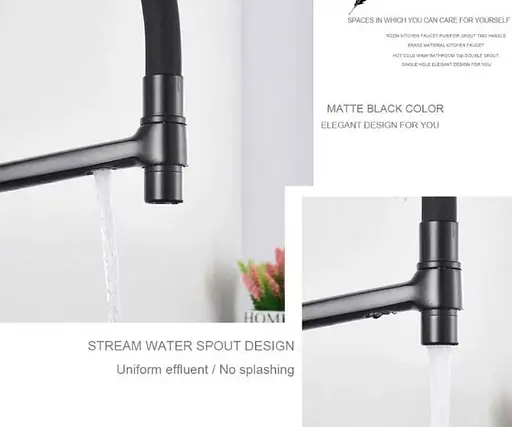 Кухонный смеситель Blide ZeroTwo с подключением к фильтру + вытяжной гусак (Черный мат) - фото 5