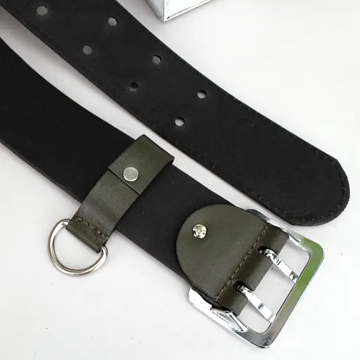 Ремень мужской кожаный широкий зеленый JK-5080 (120 см) - фото 4