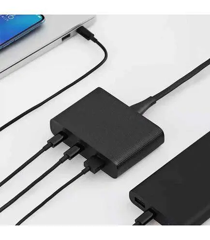 Зарядний пристрій ZMI 65W 3 порти 2C + 1 A з кабелем Type-C 1m чорний - фото 3