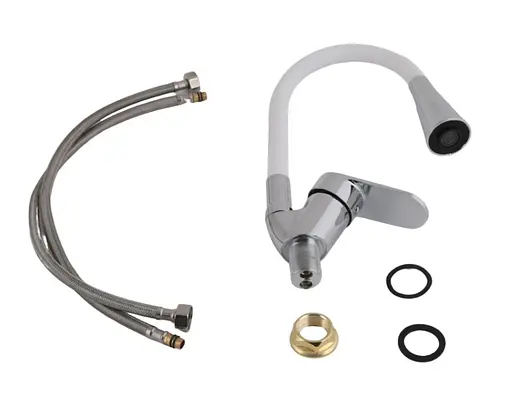 Змішувач для кухні Lidz Tani 008F3 з гнучким виливом (k40) White / Chrome LDTAN008F3WCR37037 - фото 4