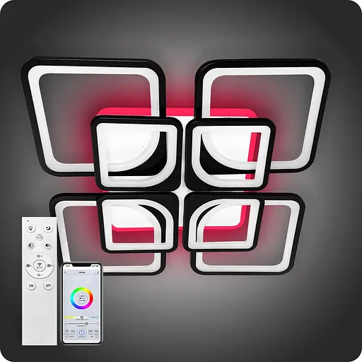 Люстра світлодіодна 517 Light 3color з пультом 240Вт Чорний (01758) - фото 2